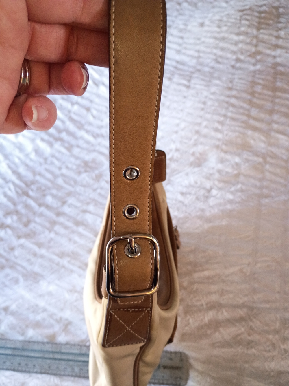Coach Beige Mini Shoulder Bag with Tan Trim - Picture 8 of 8